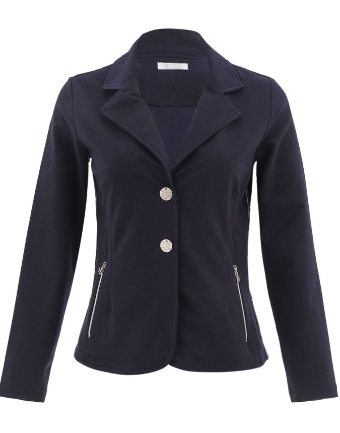 KNIT TWO-BUTTON  BLAZER, Colour: navy, Size: s