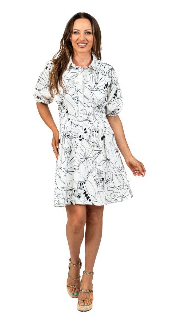 PUFF SLEEVE DRESS, Size: S