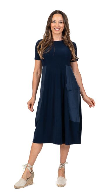 TWO-TONE MIDI DRESS