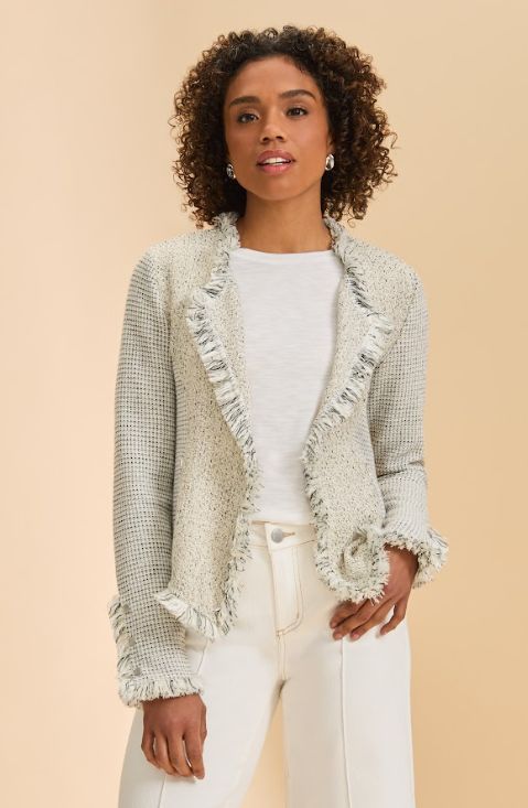 KNIT TWEED JACKET, Size: XS
