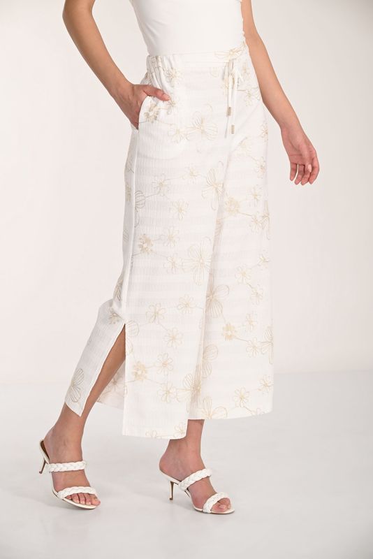 WHITE &amp; GOLD PULL-ON PANT