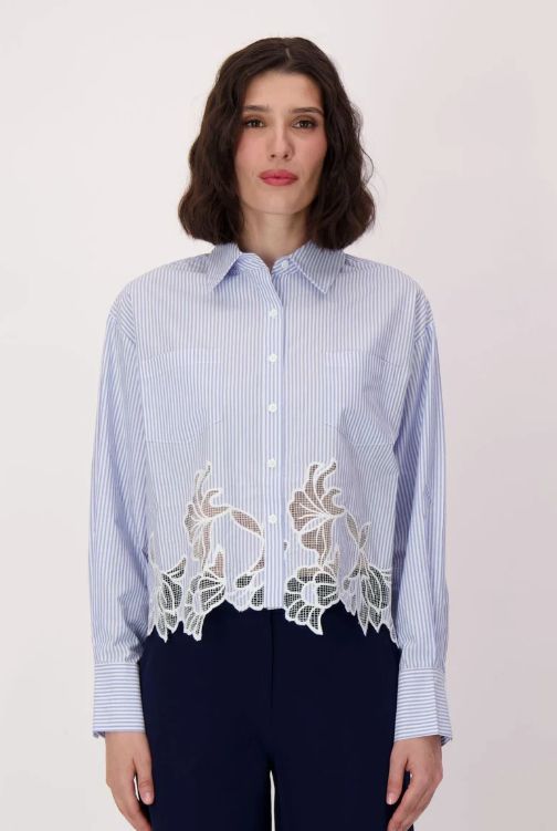 EMBROIDERED HEM BUTTON-UP