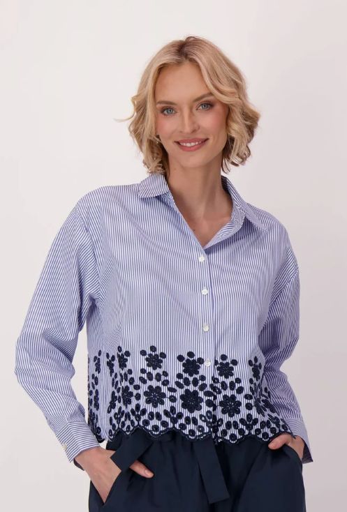 EMBROIDERED STRIPE BLOUSE