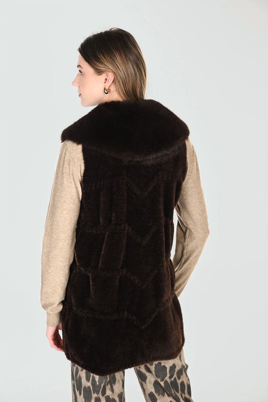 BROWN FAUX FUR VEST