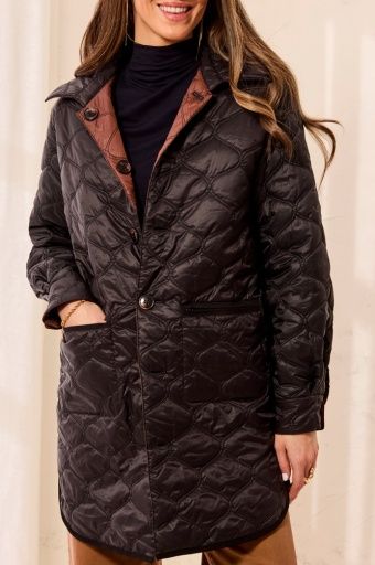 REVERSIBLE QUILTED JKT-BROWN/BLACK