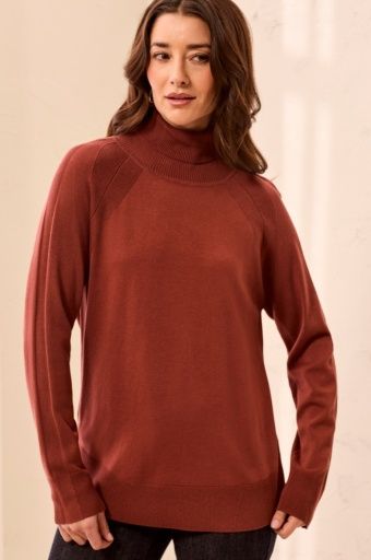 L/S TURTLE NK SWEATER-HENNA