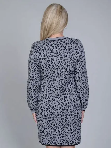 LEOPARD KNIT SWEATER DRESS