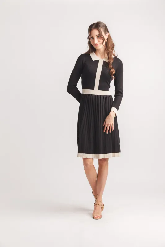 COLLARED PLEATED DRESS
