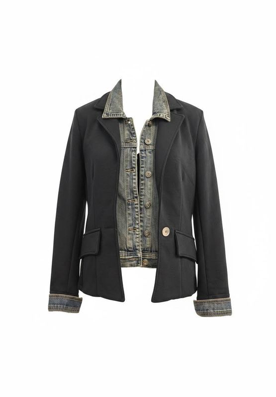 JACKET WITH DENIM DETAIL
