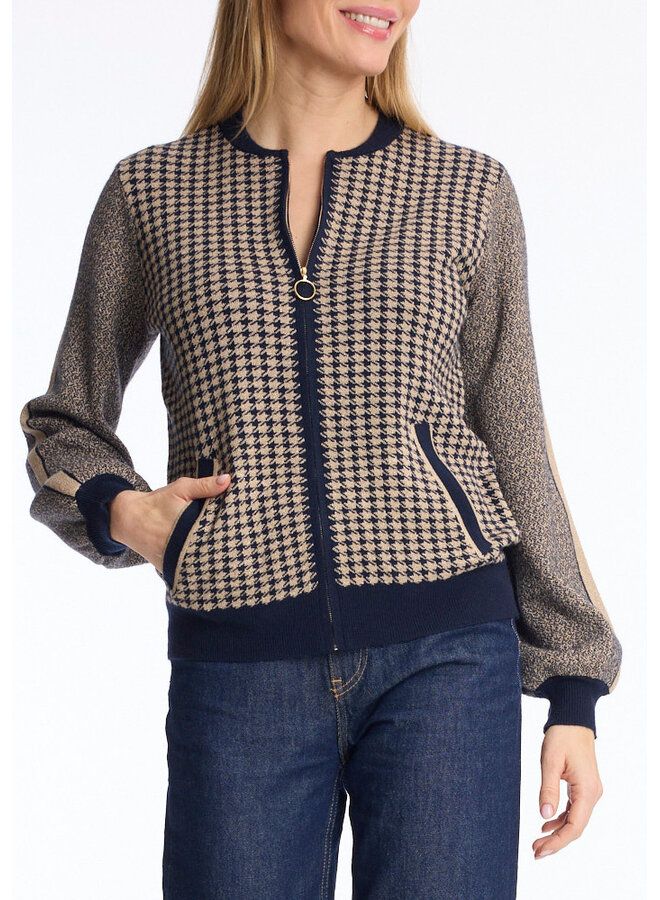 NAVY &amp; GOLD ZIP SWEATER