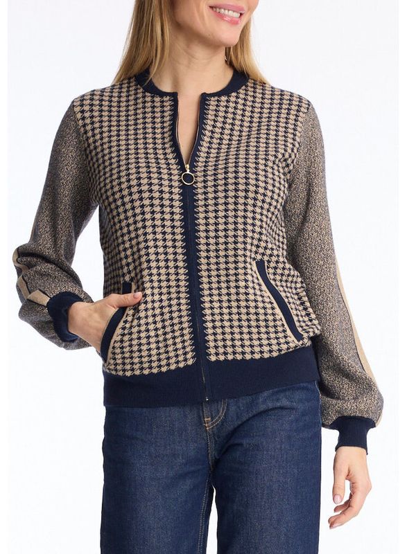 NAVY &amp; GOLD ZIP SWEATER