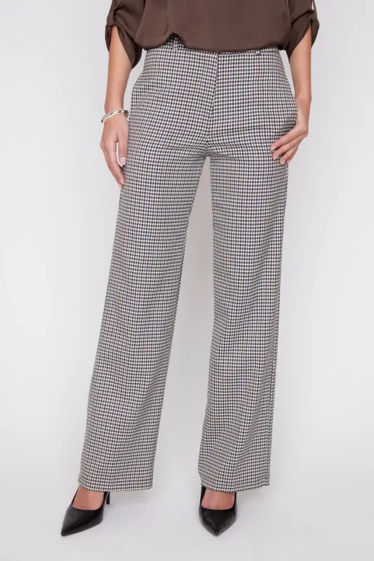MINI HOUNDSTOOTH STRAIGHT-LEG DRESS PANT