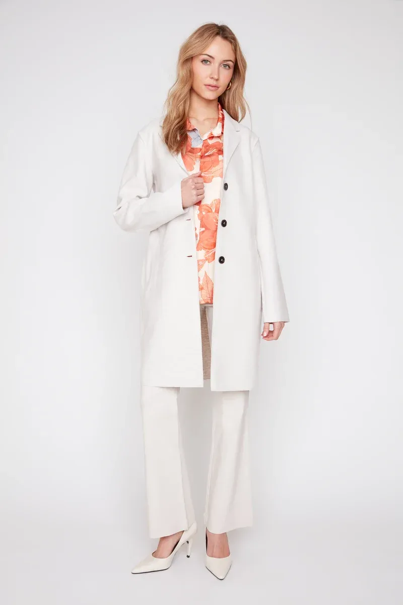 BRUSHED KNIT COAT WITH RAW EDGES
