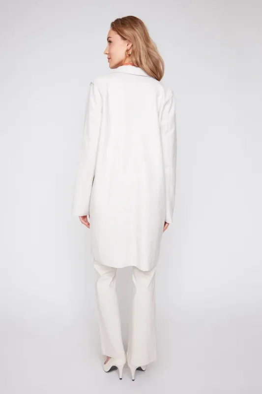 BRUSHED KNIT COAT WITH RAW EDGES
