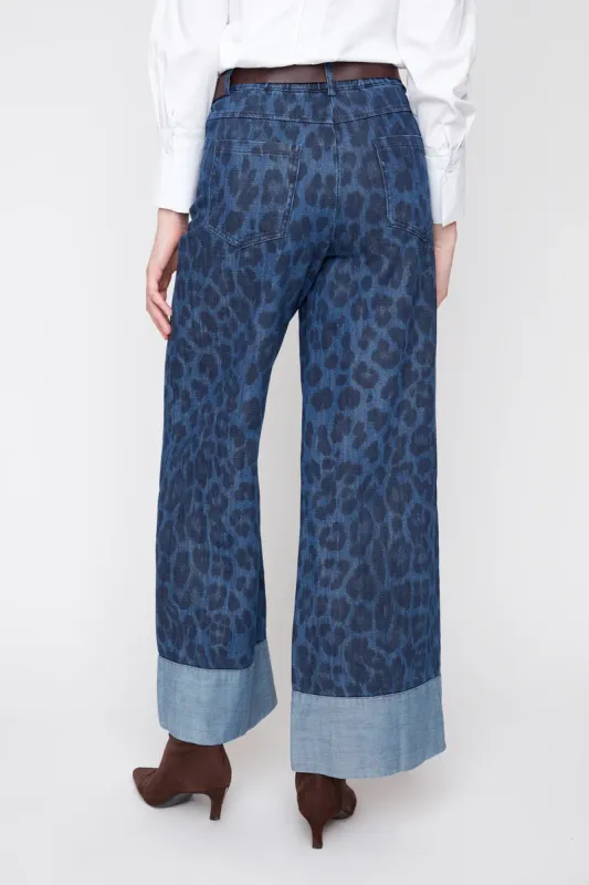 INDIGO LEOPARD DENIM PANT