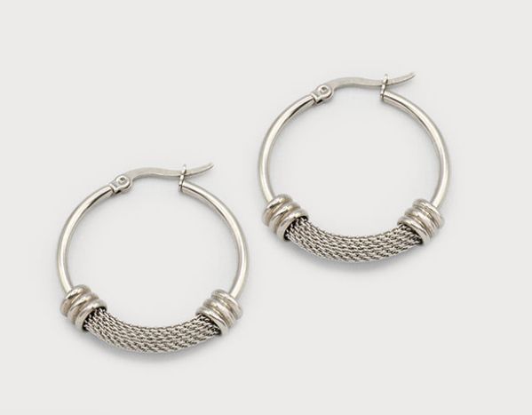 INTERFACED BRAIDED HOOPS SILVR