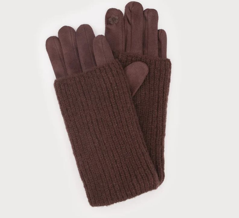 Ribbed Wrist faux suede gloves