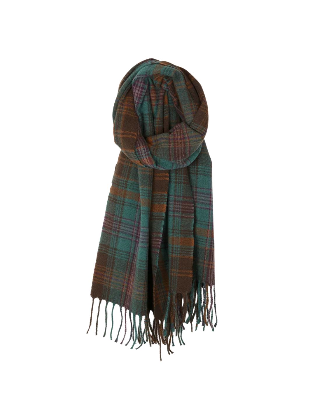 CHECKED SCARF W/ FRINGE