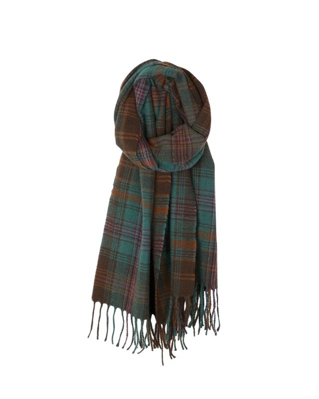 CHECKED SCARF W/ FRINGE