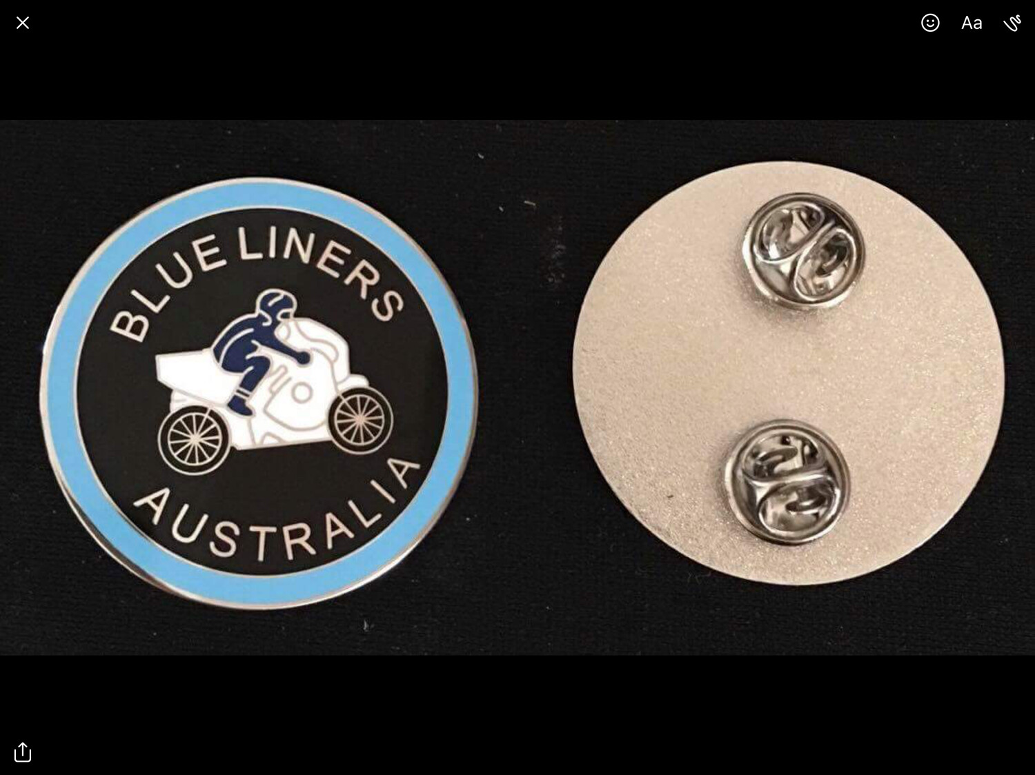Blue Liners Australia 4cm Metal Badge Blue Liners Member Only Product