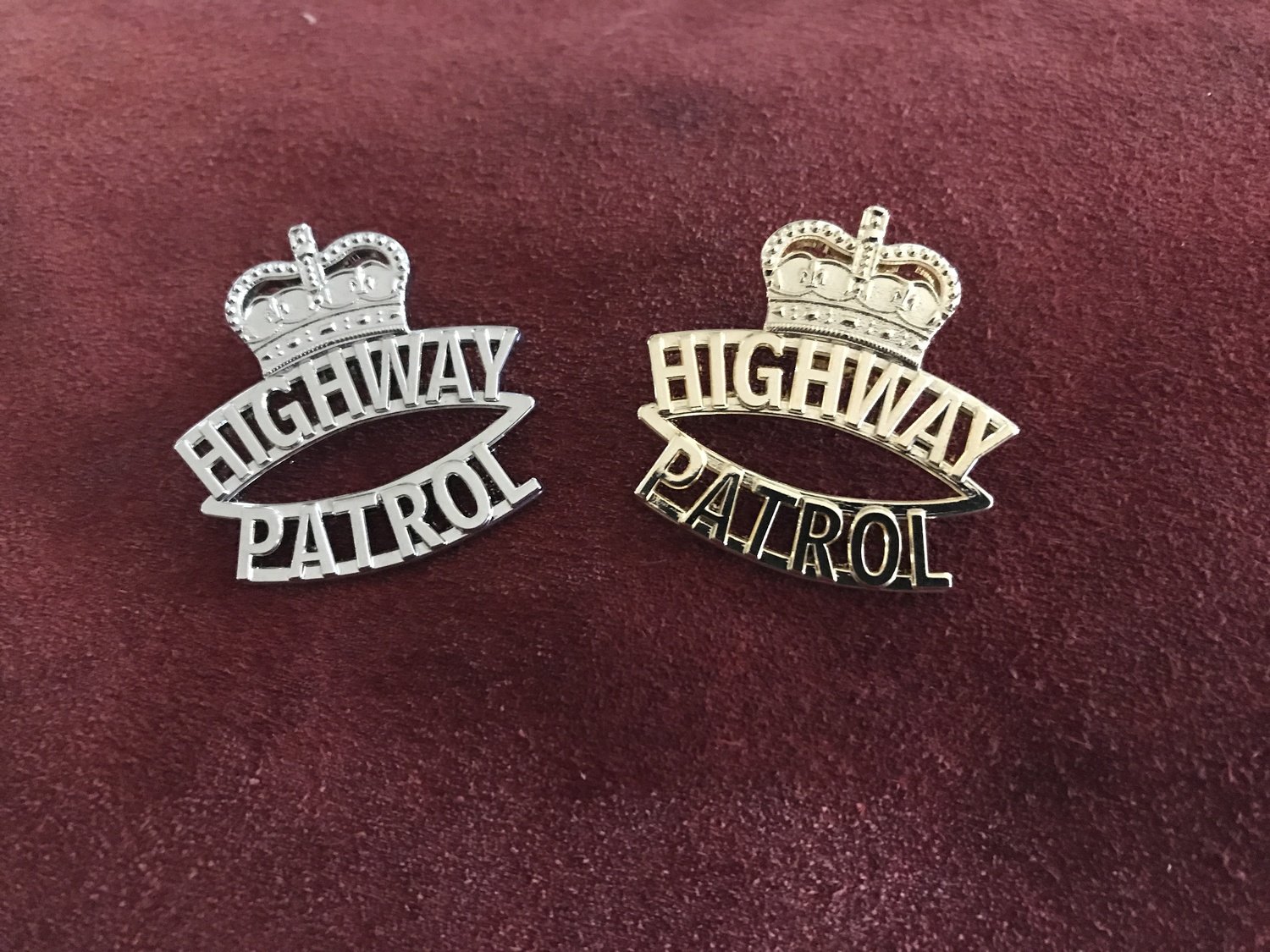 Silver and Gold Metal Highway Patrol Lapel Pins 3.5cm