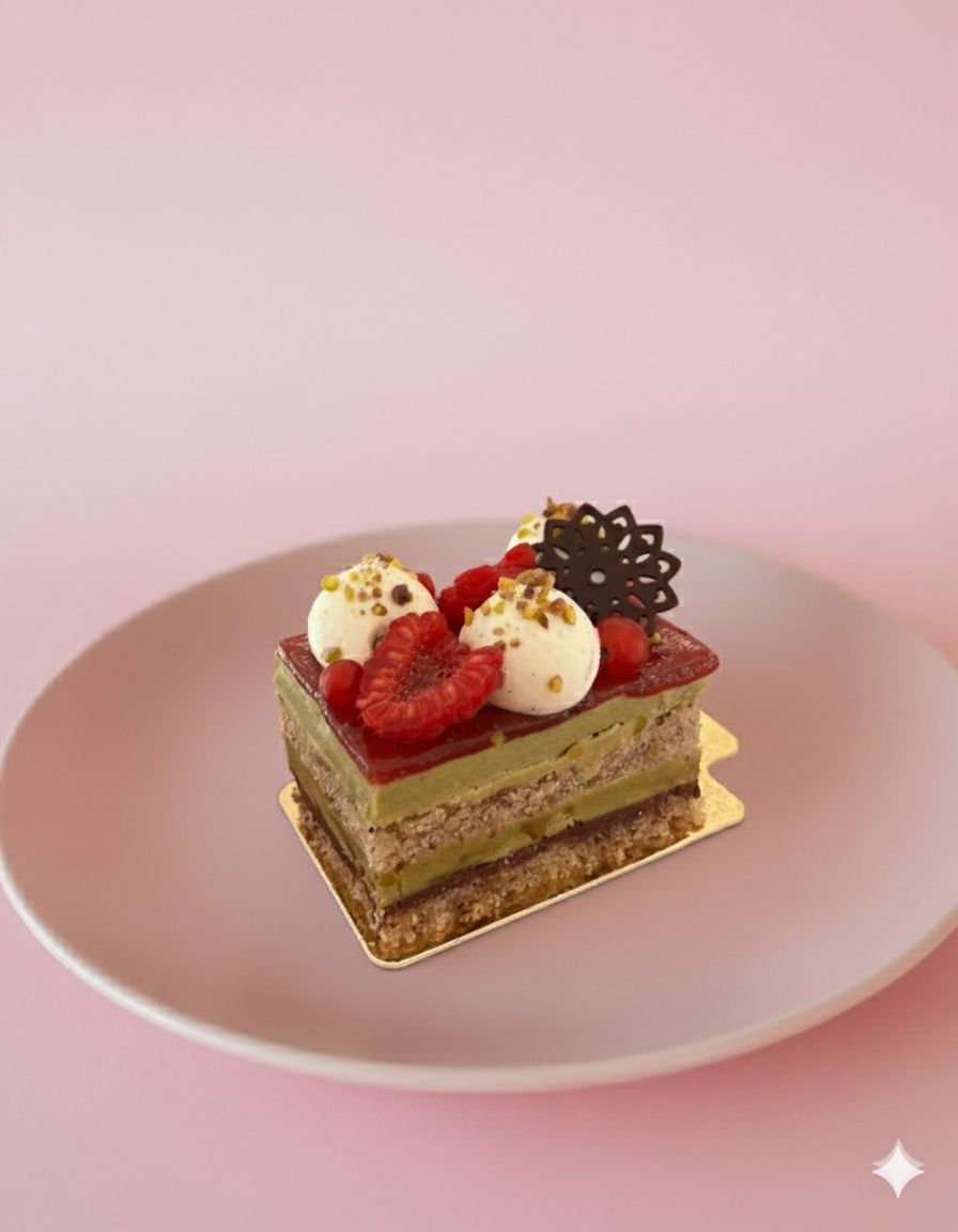 Pistazien-Himbeer Schnitte