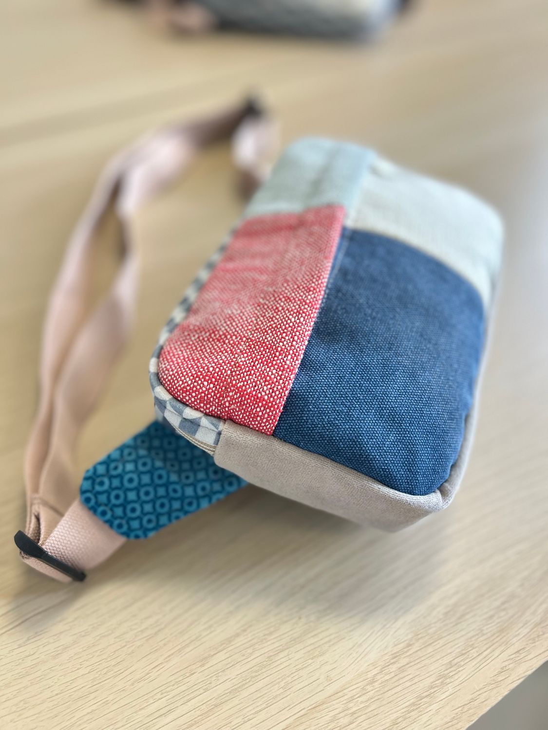 Nerka patchworkowa unisex czerwono granatowa