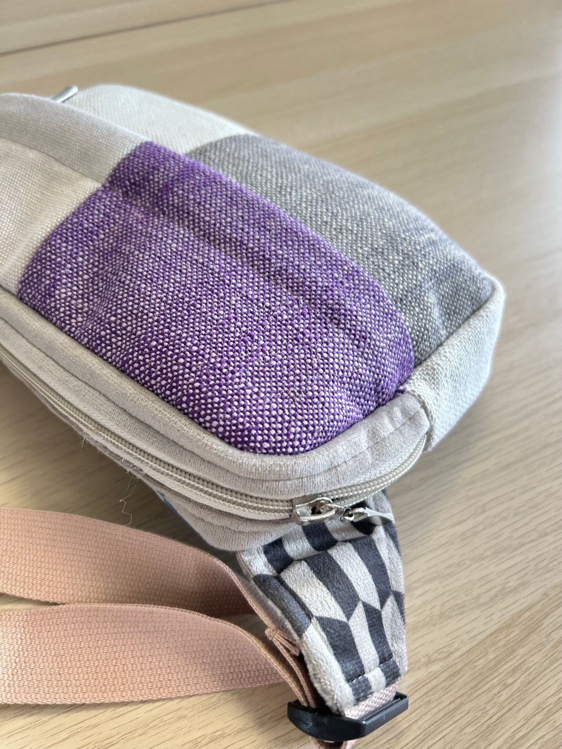 Nerka patchworkowa unisex fiolet brąz