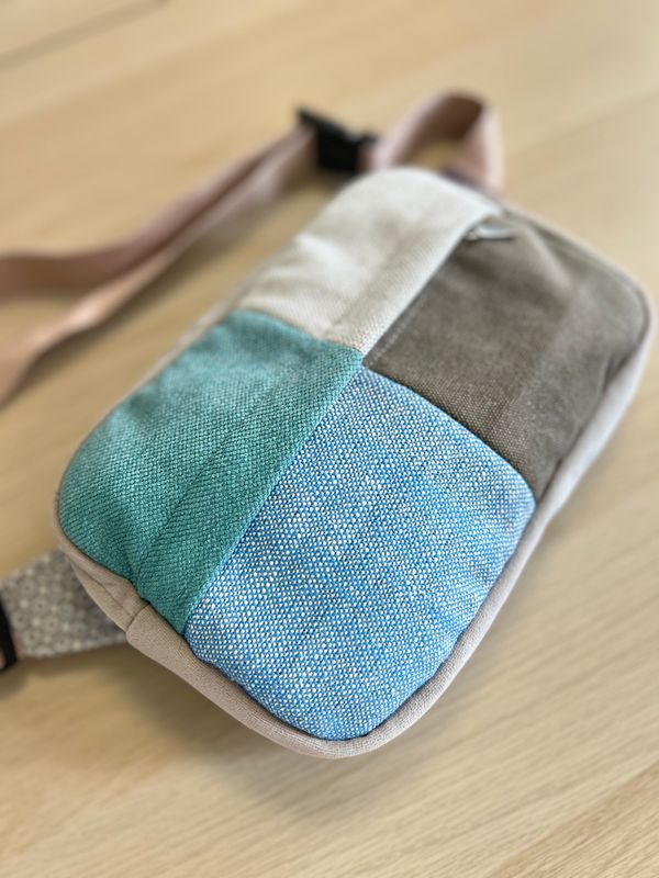 Nerka patchworkowa unisex turkus błękit brąz