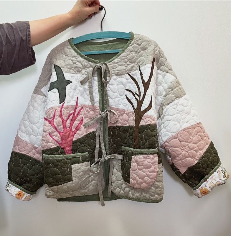 Kurtka patchworkowa lniana Leśna Toń #1