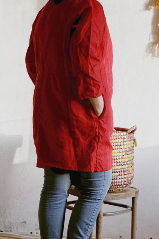 Tunika lniana Czerwona