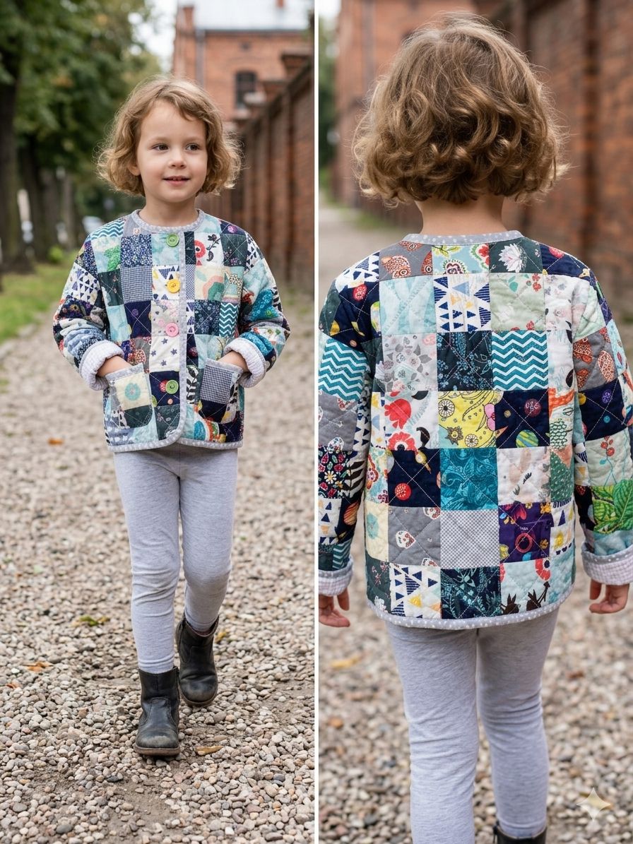 Kurtka patchworkowa dziecięca rozm 110 cm