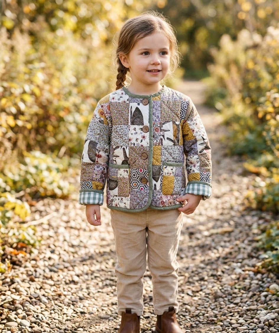 Kurtka patchworkowa dziecięca rozm 110 cm