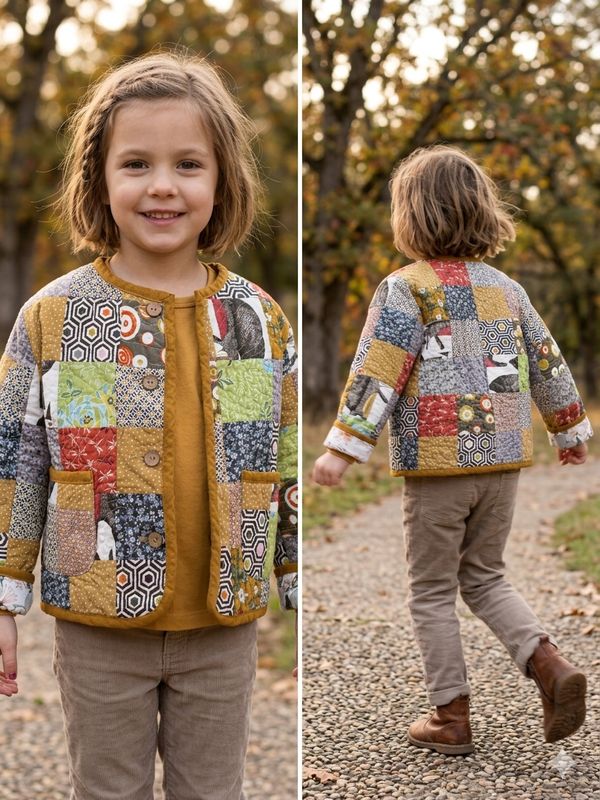 Kurtka patchworkowa dziecięca rozm 110 cm