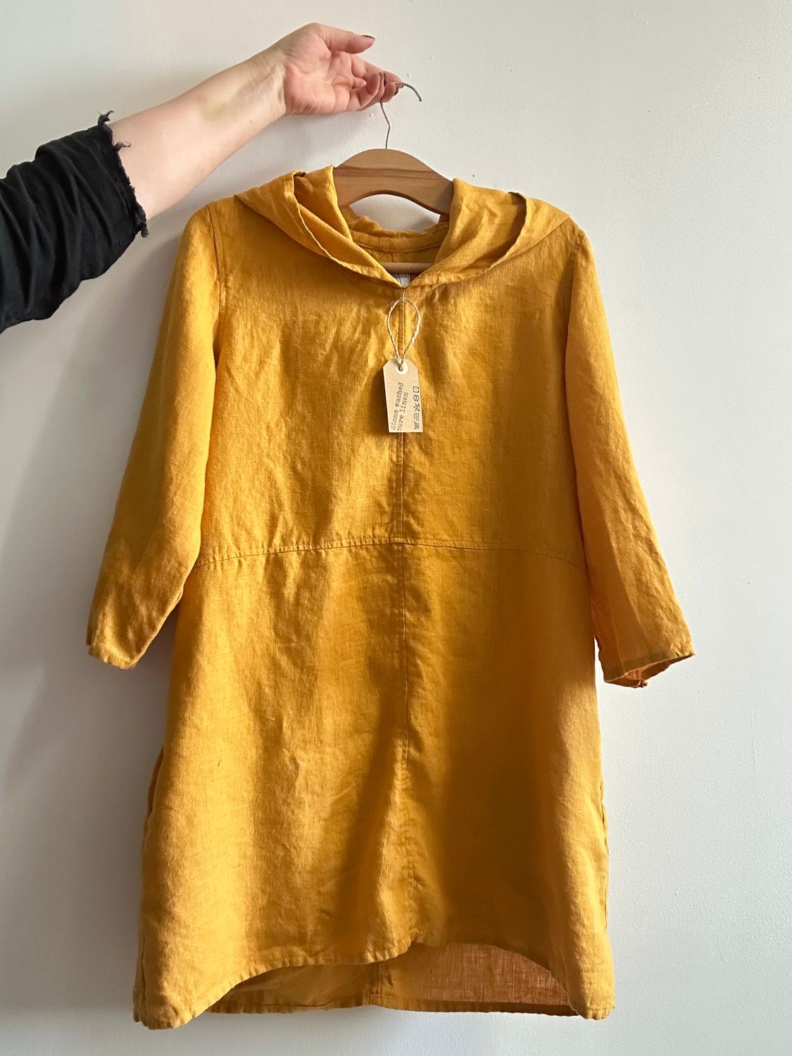 Tunika lniana z kapturem żółta