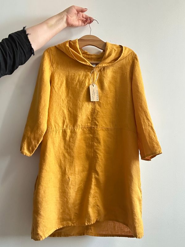 Tunika lniana z kapturem żółta