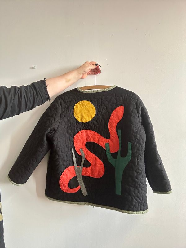 Kurtka lniana pikowana z aplikacjami