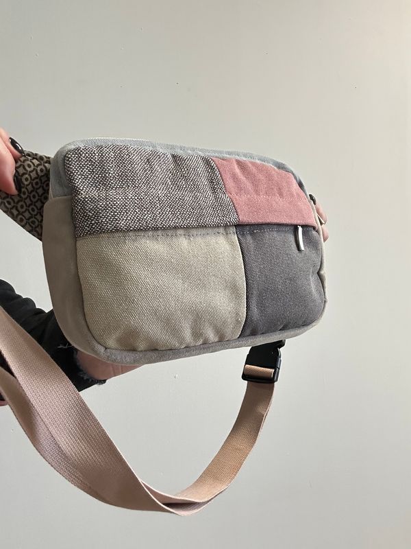 Nerka patchworkowa unisex róż beż