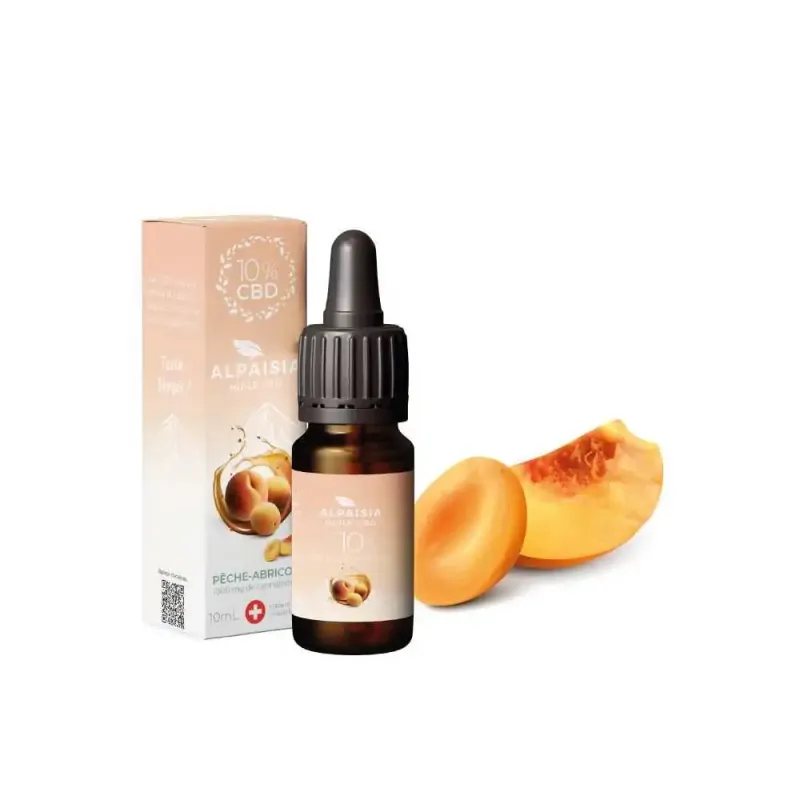 Huile CBD 10% broad spectrum pêche abricot | ALPAISIA