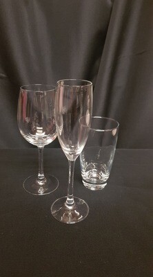 Glasses - Flutes, Wine Glasses and Water Glasses