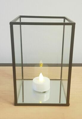 Metal Frame Glass Candle Box - Black