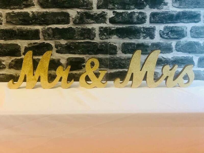 MR & MRS Gold Glitter Small