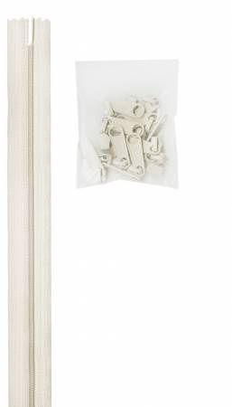ByAnnie Zipper 4 yards #4.5 Zipper Chain 16 Pulls ZIPYD-100 White