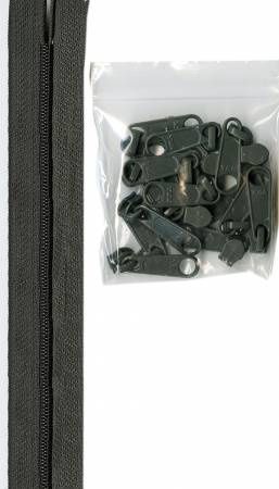 ByAnnie Zipper 4 yards #4.5 Zipper Chain 16 Pulls ZIPYD-120 Slate
