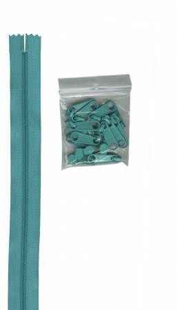ByAnnie Zipper 4 yards #4.5 Zipper Chain 16 Pulls ZIPYD-212 Turquoise