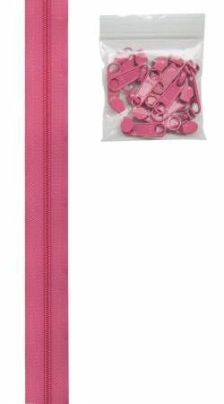 ByAnnie Zipper 4 yards #4.5 Zipper Chain 16 Pulls ZIPYD-252 Raspberry