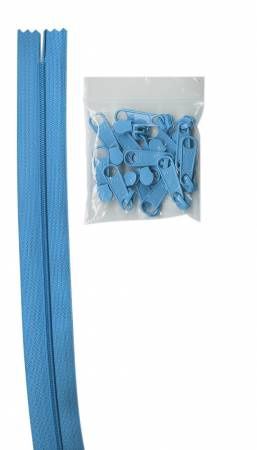 ByAnnie Zipper 4 yards #4.5 Zipper Chain 16 Pulls ZIPYD-214 Parrot Blue