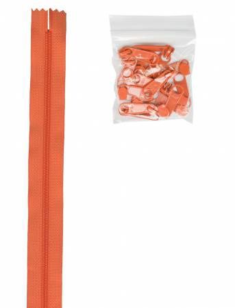 ByAnnie Zipper 4 yards #4.5 Zipper Chain 16 Pulls ZIPYD-287 Pumpkin