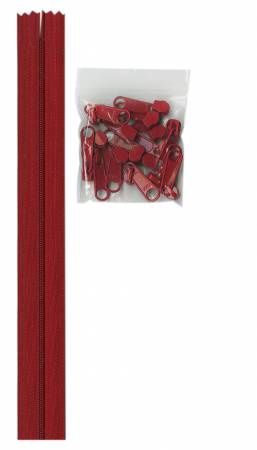 ByAnnie Zipper 4 yards #4.5 Zipper Chain 16 Pulls ZIPYD-265 Hot Red