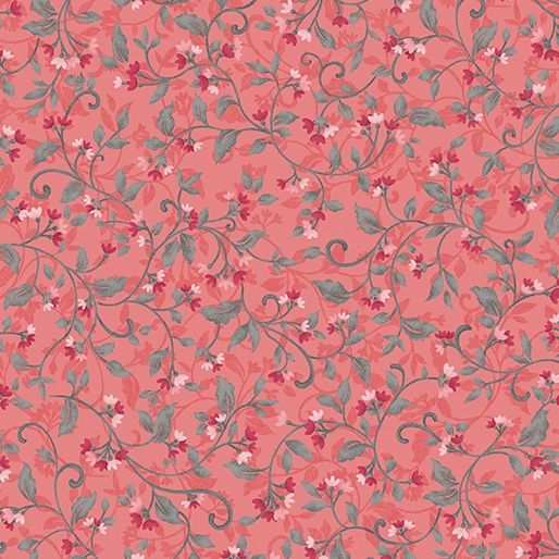 Benartex Fabrics Wander Lane II Snowdrop 13654 26 Coral